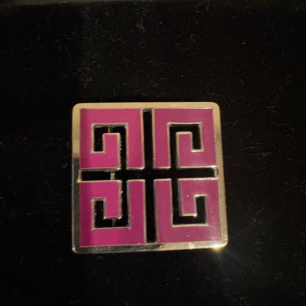Givenchy Modernist Purple Enamel Logo Brooch Pin